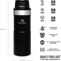 Thermosbeker Stanley The Trigger Action Travel Mug Matte Black Pebble 0,35L -NL Kampeeruitrusting Verkoop 2024 4 1200x1194 1