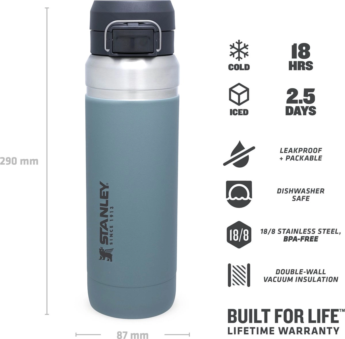 Thermosbeker Stanley The Quick Flip Shale 1,06L 7 Thermosbeker Stanley The Quick Flip Shale 1,06L - Afbeelding 5