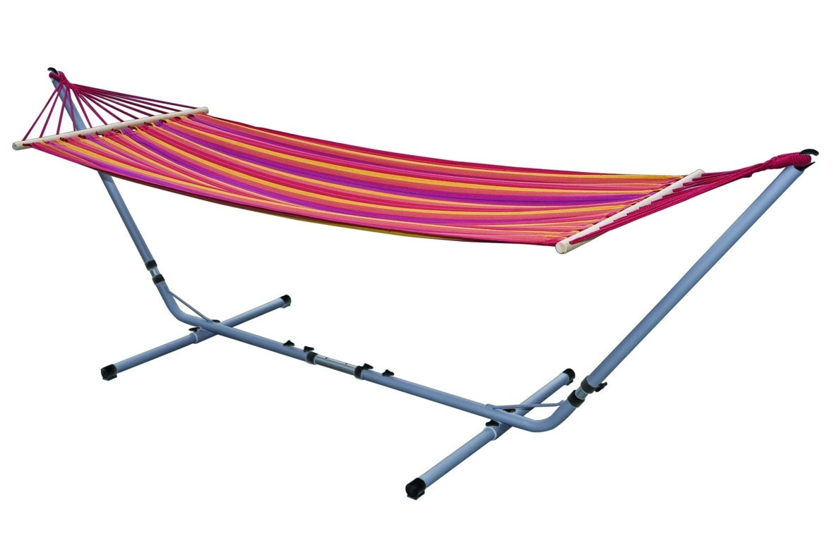 Hangmat Bo-Garden Samba Met Spreidstok Rood Oranje Geel 4 Hangmat Bo-Garden Samba Met Spreidstok Rood Oranje Geel - Afbeelding 2