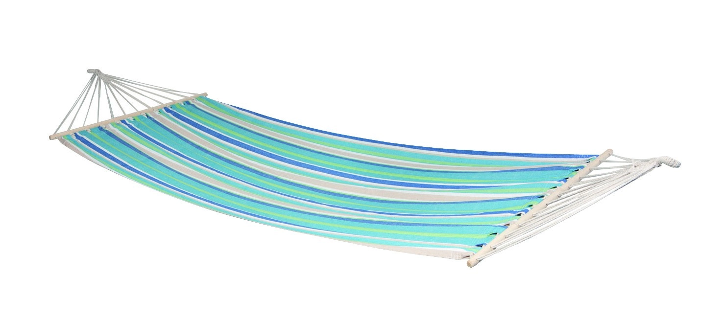 Hangmat Bo-Garden Santa Barbara Met Spreidstok Blauw Beige 3 Hangmat Bo-Garden Santa Barbara Met Spreidstok Blauw Beige