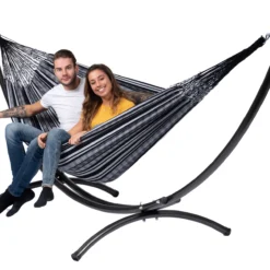 Hangmat Tropilex Double Comfort Black White -NL Kampeeruitrusting Verkoop 2024 hammock comfort black white 50